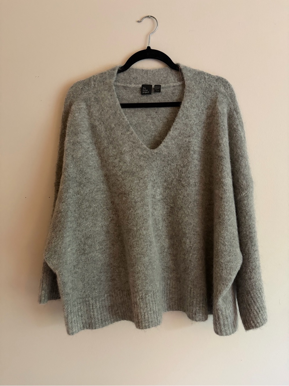 Eileen Fisher Gray V-Neck Wool Blend Sweater